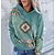 billige Hættetrøjer &amp; Sweatshirts-Dame Hættetrøje bluse Frontlomme Etnisk Navyblå Brun Grøn Geometrisk Afslappet Langærmet Hættetrøje