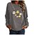 cheap Tops &amp; Blouses-Women&#039;s Blouse Black Wine Gray Button Print Floral Casual Holiday Long Sleeve Round Neck Basic Cotton Regular Floral S