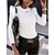 economico Bodysuit-Per donna Camicia Blusa Nero Bianco Kaki Con balze Liscio Informale Manica lunga Rotonda Essenziale Standard S