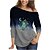 cheap Tops &amp; Blouses-Women&#039;s T shirt Tee Black Blue Purple Print Graphic Color Gradient Daily Weekend Long Sleeve Diagonal Neck Basic Regular Painting S