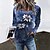 abordables Pull à Capuche &amp; Sweat-shirt-T shirt Tee Femme Bleu Violet Vert Imprimer Floral Vacances Fin de semaine manche longue Col Rond basique Normal Standard Fleur Peinture S