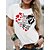 abordables T-shirts-Tunique Femme Blanche Rose Claire Lettre du quotidien Sortie Manche Courte Col Rond basique Normal S