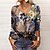 cheap Tops &amp; Blouses-Women&#039;s T shirt Tee Yellow Red Blue Quarter Zip Print Floral Holiday Weekend Long Sleeve Round Neck Basic Regular Floral Painting S