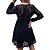 abordables Vestidos casuales-Mujer Vestido informal Vestido de encaje Mini vestido Negro Color puro Manga Larga Verano Primavera Encaje Moda Escote en Pico Holgado 2023 S M L XL