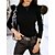 abordables Bodysuit-Mujer Camisa Blusa Negro Blanco Color Caquí Volante Plano Casual Manga Larga Escote Redondo Básico Regular S