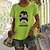 abordables T-shirts-Mujer Camiseta Blanco Amarillo Verde Claro Estampado Graphic Letra Diario Festivos Manga Corta Escote Redondo Básico 100% Algodón Regular Pintura S