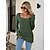 baratos Tops &amp; Blouses-Mulheres Camisa Social Blusa Tecido clarete Exército verde Preto Manga Longa Casual Básico Decote Quadrado Normal