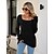 cheap Tops &amp; Blouses-Women&#039;s Shirt Blouse claret ArmyGreen Black Plain Casual Long Sleeve Square Neck Basic Regular S