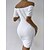 cheap Mini Dresses-Women&#039;s Party Dress Sheath Dress Semi Formal Dress Mini Dress White Pure Color Short Sleeve Winter Fall Spring Backless Fashion Off Shoulder Slim Party Spring Dress 2023 S M L XL