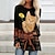 cheap Women&#039;s Blouses-Women&#039;s T shirt Dress Black White Blue Print Cat Casual Daily Long Sleeve Round Neck Basic Boho Long S