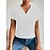 baratos T-shirts-Mulheres Camiseta Polo Preto Branco Azul Crochê Tecido Casual Manga Curta Colarinho de Camisa Básico Padrão S