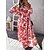 cheap Maxi Dresses-Women&#039;s Casual Dress Swing Dress Print Dress Long Dress Maxi Dress Fashion Casual Floral Ruffle Print Outdoor Daily Vacation Shirt Collar Long Sleeve Dress Loose Fit Pink Red Blue Fall Spring S M L XL