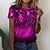abordables Super Sale-Femme T shirt Tee Cœur Rose Floral Vacances Fin de semaine Imprimer Rose Claire Manche Courte basique Col Rond