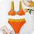preiswerte Bikini-Damen Badeanzug Bikinis Normal Bademode Farbblock 2 Teile Orange Badeanzüge Sommer Sport