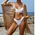 baratos Bikini-Mulheres Roupa de Banho Anti-Assaduras Normal roupa de banho Camurça Tecido Preto Branco Dourado Cinzento Fatos de banho Esportivo Verão