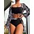 abordables Bikini-High-waisted long-sleeved blouse sunscreen split three-piece set