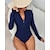 baratos Peça única-2023 novo traje de surf protetor solar maiô de cor sólida europeu e americano amazon maiô de uma peça feminino maiô de manga comprida feminino