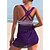 cheap Tankini-Women&#039;s Swimwear Plus Size Tankini 2 Piece Swimsuit Striped 2 Piece Cut Out Black Blue Purple Tank Top Bathing Suits Summer Sports