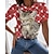baratos T-shirts-Mulheres Camiseta Vermelho Imprimir Gato Coração Diário Final de semana Manga Curta Decote Redondo Básico Padrão Gato 3D Pintura S