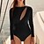 abordables Une pièce-Sexy Surf Hollow Long Sleeve One-Piece Swimsuit