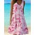 cheap Casual Dresses-Women&#039;s Graphic Print Midi Tank Dress in Pink