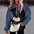 billige Hættetrøjer &amp; sweatshirts-Dame Hættetrøje bluse Frontlomme Basale Navyblå Blå Lilla Kat Gade Langærmet Hættetrøje