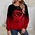 preiswerte Kapuzenjacken &amp; Sweatshirts-Damen Sweatshirt Pullover Zur Seite fahren Basic Rosa Rote Blau Blumen Casual Langarm Rundhalsausschnitt