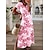 cheap T-shirt Dresses-Women&#039;s Casual Dress T Shirt Dress Tee Dress Summer Dress Long Dress Maxi Dress Basic Casual Floral Split Print Outdoor Daily Vacation V Neck Short Sleeve Dress Loose Fit Yellow Pink Blue Spring