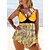 cheap Tankini-Plus Size Women&#039;s Printed Tankini Swimwear Set