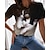 abordables T-shirts-Mujer Camiseta Negro Estampado Gato 3D Diario Fin de semana Manga Corta Escote Redondo Básico Regular Gato 3D Pintura S