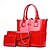 preiswerte Taschen-Damen Taschen PU-Leder Lackleder Taschenset 3 Stück Geldbeutelset Reißverschluss Einkauf Taschensets Handtaschen Schwarz Blau Purpur Rote