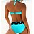 baratos Bikini-Mulheres Roupa de Banho Tankini 2 partes Tamanho Grande roupa de banho Estampado Xadrez Poá Verão Fatos de banho