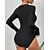abordables Una pieza-Surfwear Long Sleeve Sunscreen Swimsuit Solid Color One-Piece Swimsuit