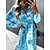 cheap Maxi Dresses-Women&#039;s Casual Dress Swing Dress Print Dress Long Dress Maxi Dress Fashion Casual Floral Ruffle Print Outdoor Daily Vacation Shirt Collar Long Sleeve Dress Loose Fit Pink Red Blue Fall Spring S M L XL