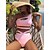 baratos Bikini-Mulheres Roupa de Banho Tankini 2 partes Normal roupa de banho Tecido 2 Peças Preto Rosa Fatos de banho Verão Esportivo