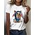 cheap T-Shirts-Women&#039;s T shirt Tee 100% Cotton white Cat Dog Print Daily Weekend Basic Short Sleeve Round Neck zg4