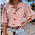 abordables Tops &amp; Blouses-Mujer Camisa Blusa Blanco Rosa Botón Plano Casual Manga Larga Escote en Pico Básico Regular S