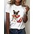 abordables T-shirts-Mujer Camiseta 100% Algodón white Gato Perro Estampado Diario Fin de semana Básico Manga Corta Escote Redondo zg4