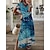 cheap Maxi Dresses-Women&#039;s Casual Dress T Shirt Dress Tee Dress Summer Dress Long Dress Maxi Dress Basic Casual Floral Color Block Split Print Outdoor Daily Vacation V Neck Short Sleeve Dress Loose Fit Royal Blue Blue