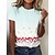 cheap T-Shirts-Women&#039;s T shirt Tee White Red Light Blue Print Heart Daily Weekend Short Sleeve Round Neck Basic Regular Painting S