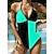preiswerte Einteiler-Damen Badeanzug Normal Ein Stück Bademode Farbblock Print Schwarz Weiß Blau Himmelblau Grün Bodysuit Badeanzüge Strandbekleidung Sommer Sport