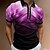 baratos Polos-Homens Camisa de golfe Aberto para a Lateral Gradiente Verde Roxo Rosa Azul Claro Impressão 3D Manga Curta Zíper 3D Rua Diário Blusas Moda Casual Confortável / Praia