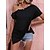 cheap Tops &amp; Blouses-Women&#039;s T shirt Tee Black Yellow Army Green Asymmetric Plain Casual Short Sleeve One Shoulder Basic Regular S