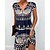 baratos Super Sale-Women&#039;s V Neck Ethnic Print Mini Dress
