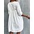 abordables Vestidos casuales-Mujer Algodón Vestido blanco Vestido de encaje Frunce Cuello Barco Mini vestido Básico Vacaciones Media Manga Verano Primavera