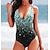 cheap One-Pieces-Women&#039;s Swimwear Normal One Piece Swimsuit Graphic Printing White Blue Purple Gold Green Bodysuit Bathing Suits Beach Wear Summer Sports