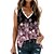 cheap Tank Tops-Women&#039;s Tank Top Black White Pink Lace Trims Print Floral Butterfly Casual Holiday Sleeveless V Neck Basic Regular Floral Butterfly S