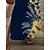 baratos Vestidos Casuais-Mulheres Vestido casual Vestido estampado Vestido Longo Vestido Maxi Moda Roupa de rua Floral Fenda Imprimir Ao ar livre Diário Para Noite Decote V Manga Curta Vestido Normal Azul Marinha Verão