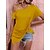 preiswerte Tops &amp; Blouses-Damen T Shirt Schwarz Gelb Armeegrün Asymmetrisch Glatt Casual Kurzarm Ein-Schulter Basic Standard S
