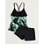 cheap Tankini-Women&#039;s Swimwear Tankini 2 Piece Normal Swimsuit Leaf Palm Tree 2 Piece Printing Black Green Tank Top Bathing Suits Beach Wear Summer Sports